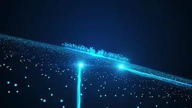 蓝色科技粒子光效城市穿梭片头AE模板视频的预览图
